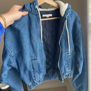 XS pacsun denim cropped bomber jacket
